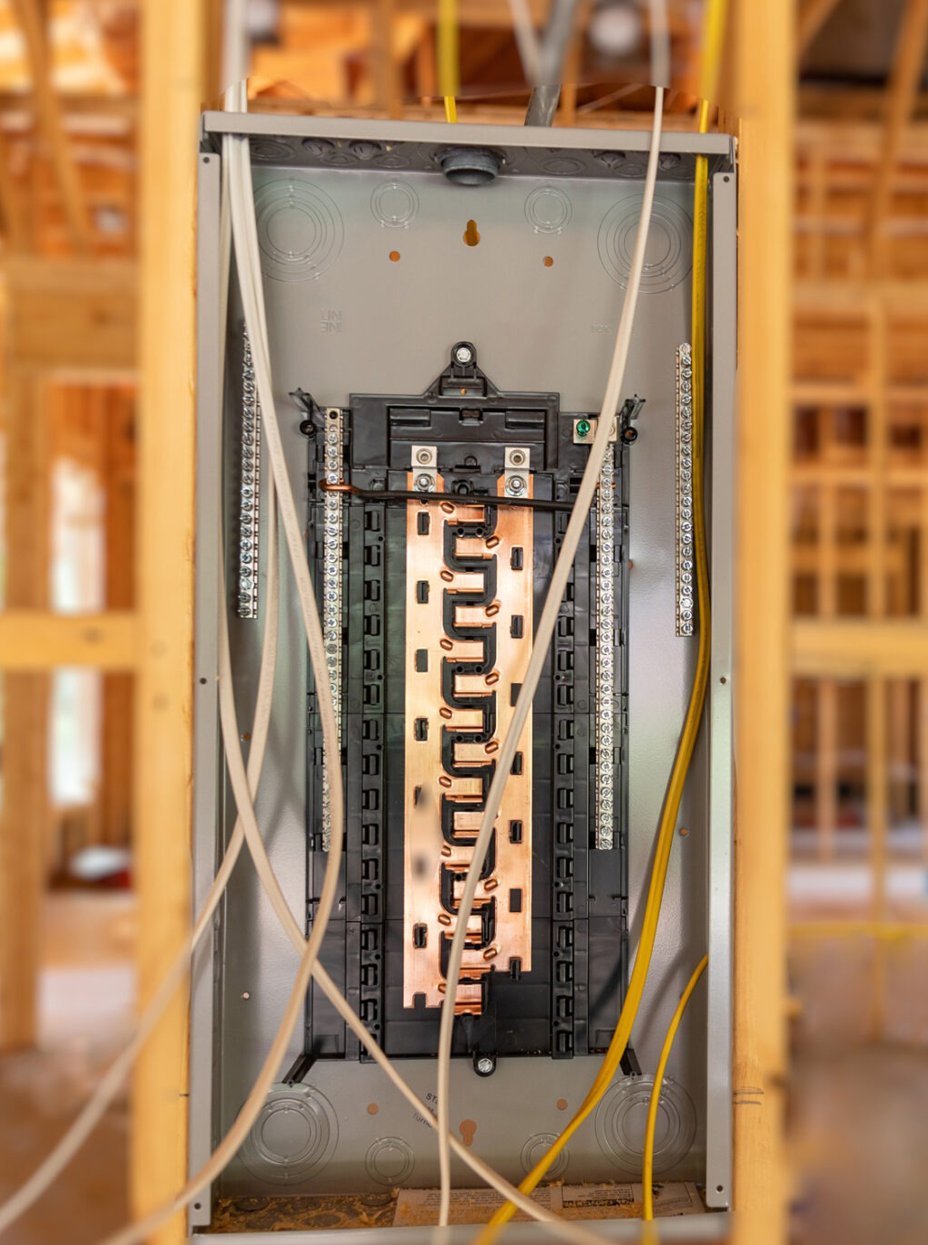 Electrical Circuit Breaker panel in new home construction New circuit installation